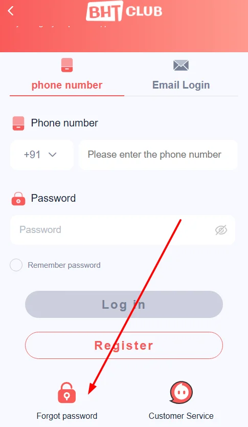  Click the forgot password button